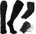JASGOOD Soccer Shin Guards Scrunch Soccer Sock Arm Sleeve for Adult Men Compression Socks Protective Soccer Gear for Football,Black